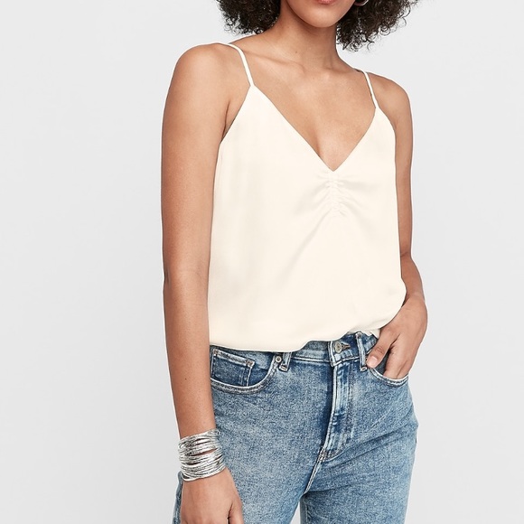 Express Satin Ruched Front Cami Top - Picture 2 of 6
